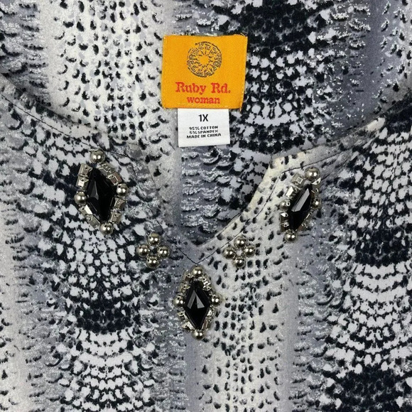 RUBY Rd Women 3/4 Sleeve Crew Neck Top Tunic Size 1X‎ - Picture 3 of 7